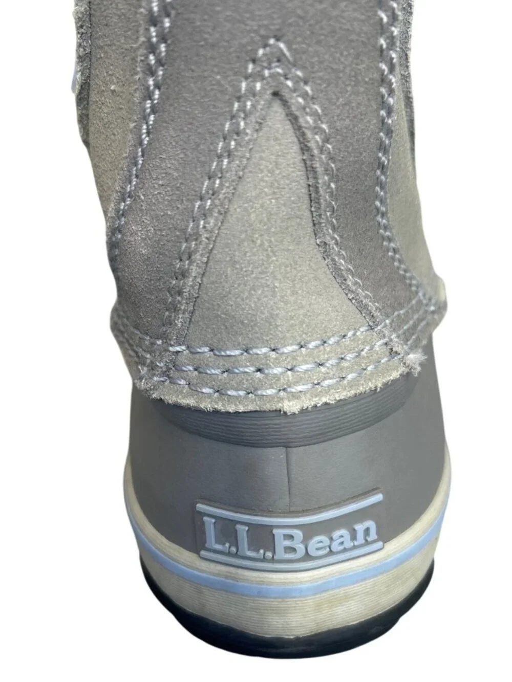L.L.Bean Women's 7M Winter Duck Boots Gray Suede Waterproof Sherpa Lined Outdoor